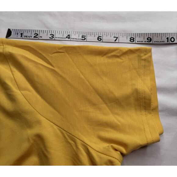 Terra Sky 0X Yellow Top V-neck Curved Hem Short Sleeve Stretch Cotton Blend - Picture 9 of 12